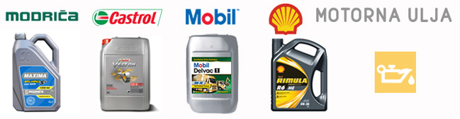 Pored toga kod nas možete poručiti motorna ulja raznih proizvođača (Modriča, Castrol, Mobil, Schell)